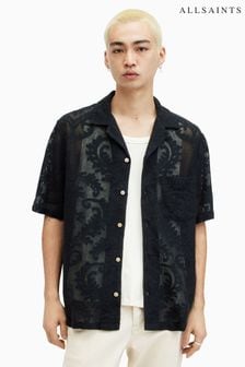 AllSaints Black Cerrito Short Sleeve Shirt (B12185) | $189