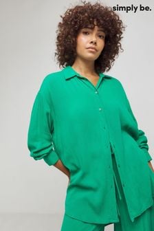 Simply Be Green Oversized Crinkle Shirt (B12186) | €40