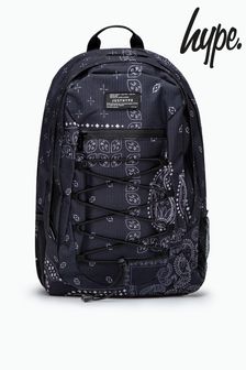 Hype. Unisex Paisley Palm Military Patch Maxi Black Backpack