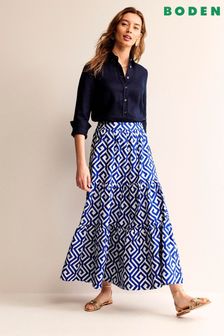 Boden Blue Petite Lorna Tiered Maxi Skirt (B12357) | CA$280