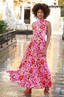 Joe Browns Pink Floral Print Halterneck Maxi Dress (B12459) | 322 QAR