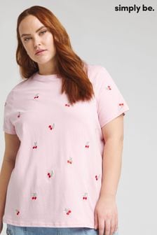 Simply Be Pink Peached Embroidered T-Shirt (B12467) | 100 zł