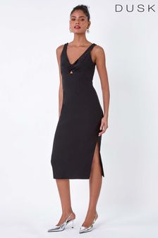 Dusk Black Cut Out Twist Detail Stretch Dress (B12676) | €69