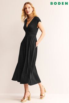 Boden Black Petite Vanessa Wrap Jersey Maxi Dress (B12895) | €133