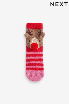 Czerwony/różowy z reniferem - Christmas Cosy Ankle Socks (B12998) | 35 zł - 40 zł