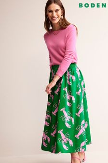 Boden Green Petite Layla Cotton Sateen Skirt (B14020) | AED610