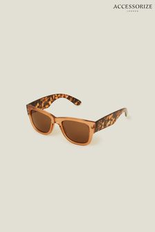 Accessorize Crystal Contrast Arm Brown Sunglasses