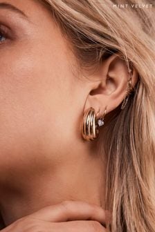 Mint Velvet Gold Ribbed Teardrop Earrings (B14208) | HK$257