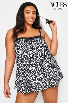 Yours Curve Black Floral Print A-Line Tankini Top (B14329) | $50