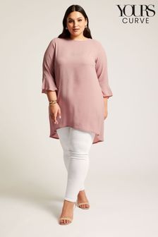Yours Curve Pink Flute Sleeve Tunic (B14419) | kr415