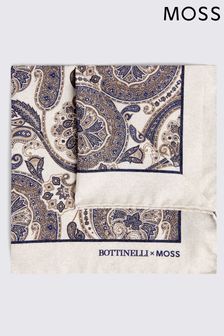 MOSS Natural Bottinelli Silk Paisley Pocket Square (B14521) | $35
