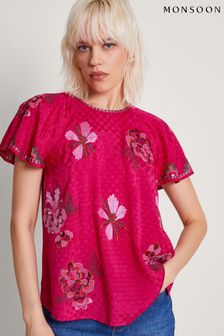Monsoon Pink Everly Embroidered Blouse (B14559) | ₪ 277