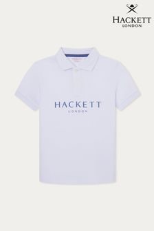 Hackett London Older Boys Short Sleeve White Polo Shirt (B14620) | OMR28