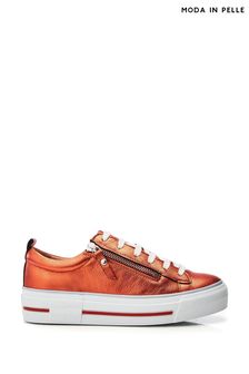 Moda in Pelle Orange Filician Zip And Lace Chunky Slab Sole Trainers