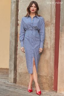 Sosandar Blue Stripe Midi Shirt Dress (B14928) | 4,291 UAH