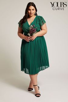 Yours London Curve Green Emerald Lace Wrap Midi Dress (B15136) | kr1,051