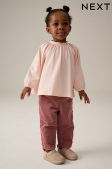 Pink Long Sleeve Gathered Neck Blouse (3mths-7yrs) (B15220) | $10 - $14