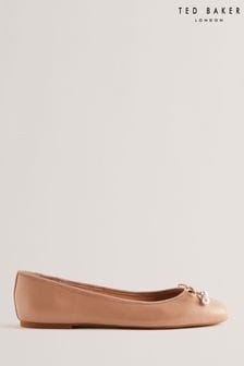 Ted Baker Pink Flat Ayvvah Bow Ballerina Shoes With Signature Coin (B15272) | €113