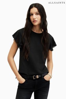 AllSaints Black Isabel T-Shirt (B15318) | OMR31