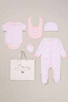 Rock-A-Bye Baby Boutique Pink Printed All in One Cotton 5-Piece Baby Gift Set (B15332) | €33