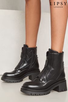 Flat black biker boots top