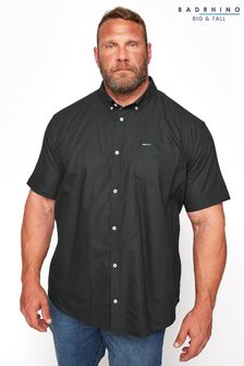 BadRhino Big & Tall Black Essential Short Sleeve Oxford Shirt (B15476) | SGD 50