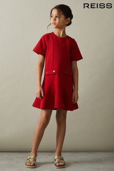 Reiss Red Fion Junior Fit-and-Flare Pocket Detail Dress (B15487) | 383 SAR