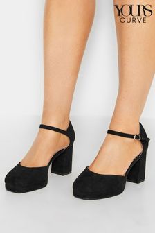 Yours Curve Black Extra Wide Fit Platform Court Shoes (B15500) | kr532