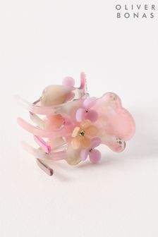 Oliver Bonas Pink Seraphina Flower Faux Tortoiseshell Hair Claw Clip (B15611) | $22