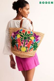 Boden Natural Embroidered Basket Bag (B15624) | AED388