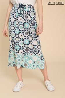 White Stuff Blue Elle Linen Blend Skirt (B15671) | €87