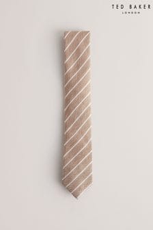 Ted Baker Cream Niels Linen Stripe Silk Tie (B15766) | $99