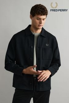 Fred Perry 100% Cotton Heavyweight Jersey Black Overshirt (B15972) | $223