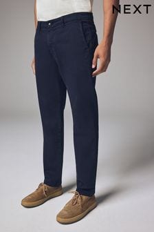 Navy Blue Slim Fit Premium Soft Touch Chino Trousers (B15975) | $62