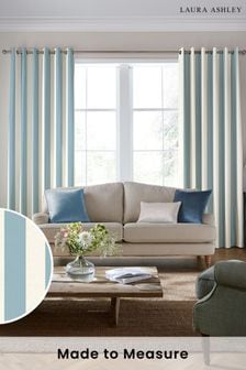 Laura Ashley Seaspray Blue Lille Stripe Made to Measure Curtains (B16156) | 139 €
