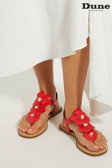 Dune London Red Linaria Flower Toe Post Sandals (B16317) | SGD 174