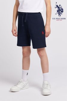 Donkerblauw - U.S. Polo Assn. sweatshort met twee-poloruiters-logo voor jongens (B16345) | €46 - €55