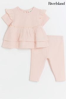 River Island Pink Baby Girls Double Peplum Set (B16427) | NT$930