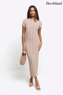 River Island Ribbed Knit Midi Dress