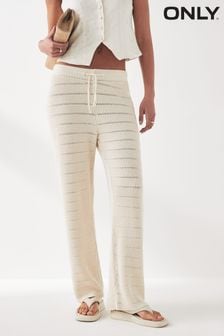 ONLY Cream Wide Leg Crochet Beach Trousers (B16507) | kr590