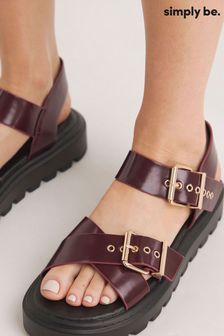 Simply Be Red Wide Fit Two Part Buckle Detail Chunky Sandals (B16544) | €52