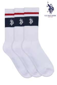 U.S. Polo Assn. Brand Stripe Sports Socks 3 Pack (B16812) | 96 SAR