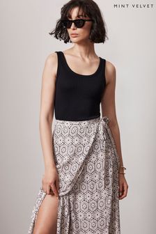 Mint Velvet Cream Print Wrap Skirt (B16858) | $153