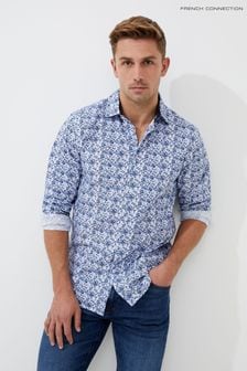 French Connection Blue Long Sleeve All Over Print Shirt (B16880) | NT$2,100