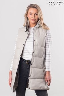 Lakeland Leather Cream Lowood Long Leather Gilet (B16964) | $341