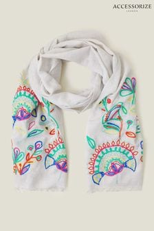 Accessorize White Embroidered Damask Scarf (B16977) | SGD 58