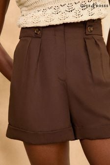 Love & Roses Brown TENCEL™ Tailored Button Shorts (B17018) | €50