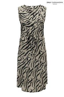 ONLY Curve Zebra Print V-Neck Tie Front Dress