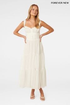 Forever New White Lena Ruched Bodice Midaxi Dress (B17069) | €165