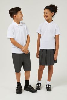 Trutex Unisex White 3 Pack Short Sleeve School Polo Shirts